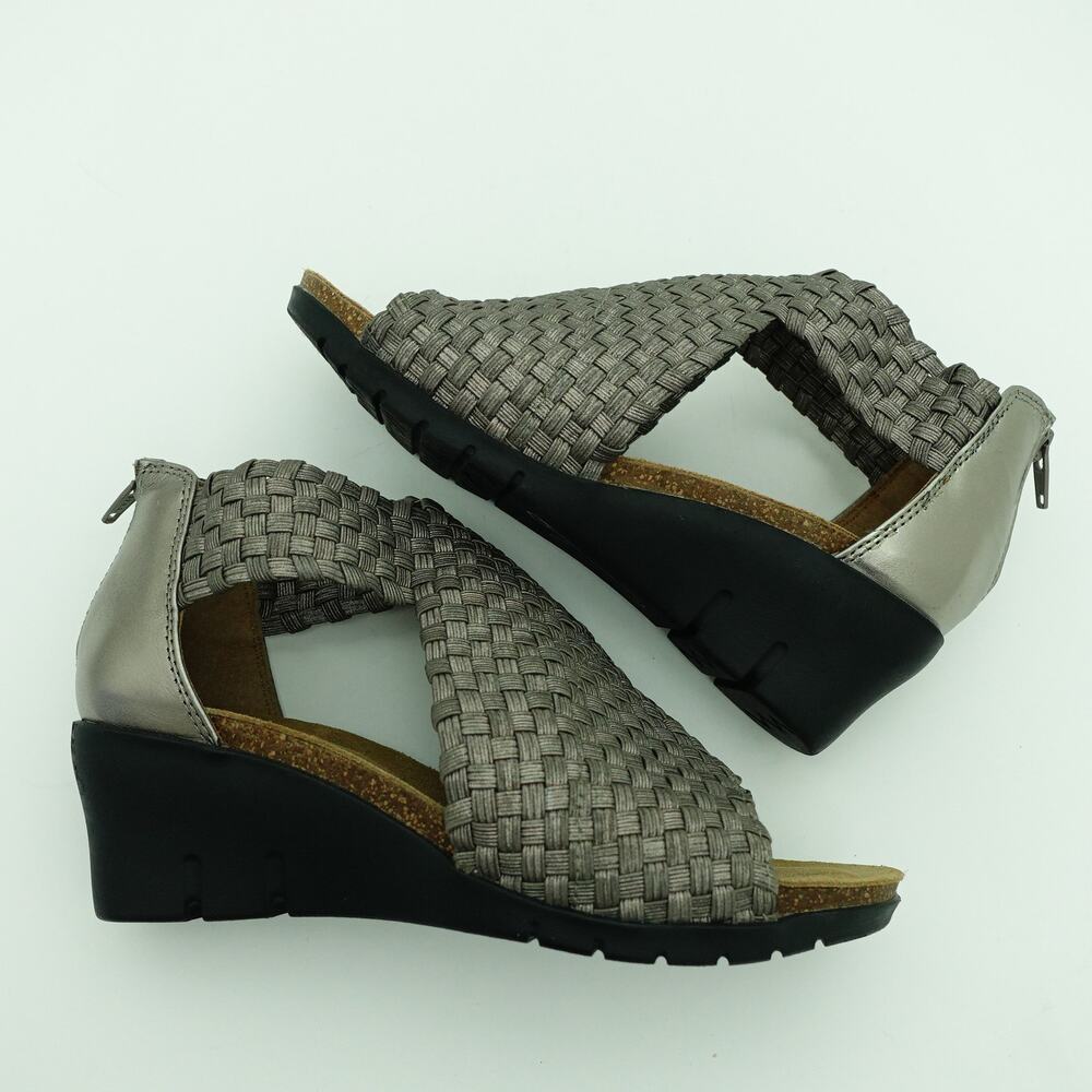 Comfortiva Metallic Gunmetal Silver Weave Comfort Wedge Sandals - Size 6.5 - Picture 8 of 8